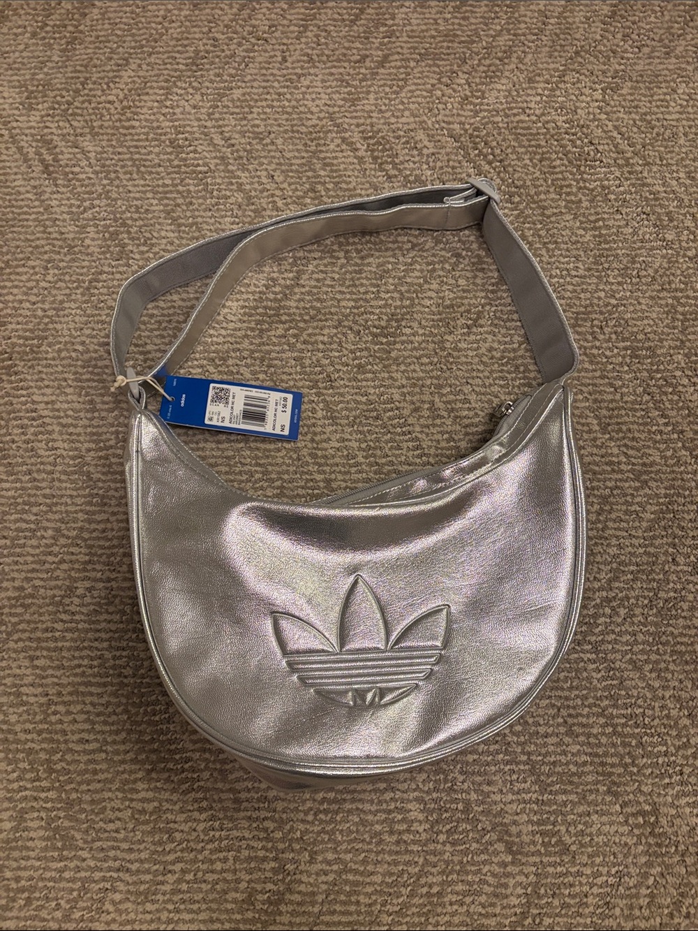 Adidas Metallic Silver Trefoil Shoulder Bag / crossbody NWT